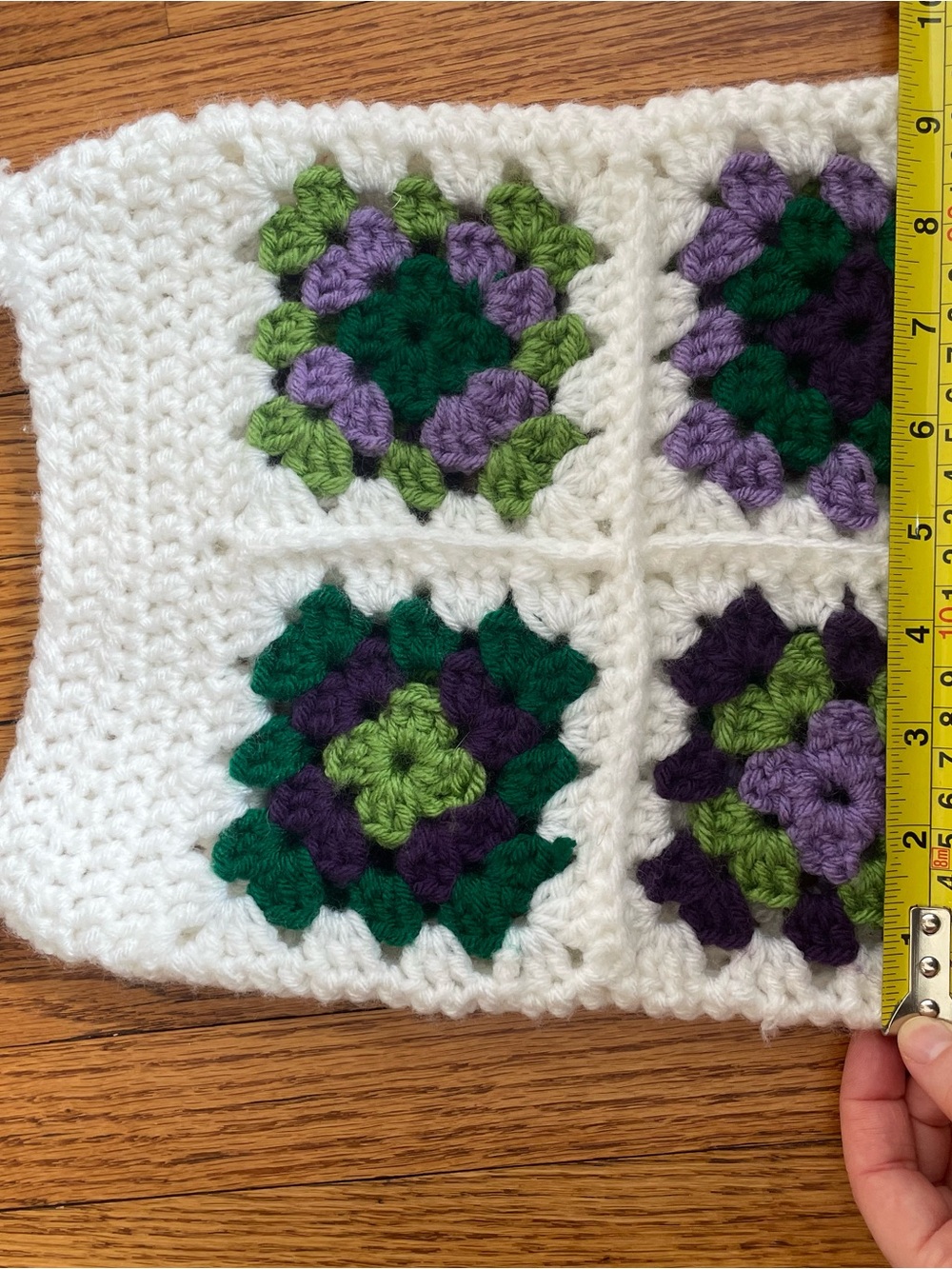 Handmade White Crochet Granny Square Crossbody Bag - Picture 7 of 8